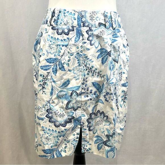 David Loren vintage blue and white floral print cotton skirt size 8 - Picture 3 of 4